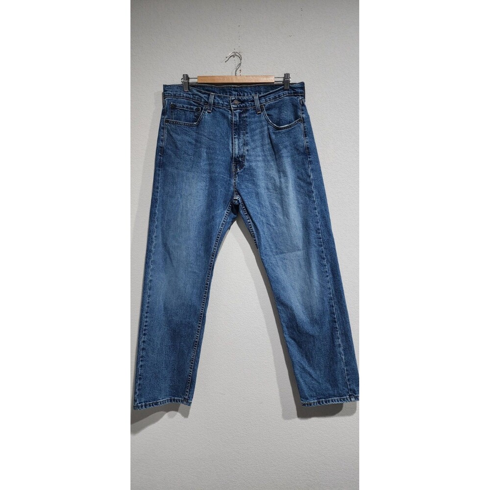 Levis Mens 505 Jeans Straight Leg 5 Pocket Zip Fly Mid Rise Blue Wash Size 36X30